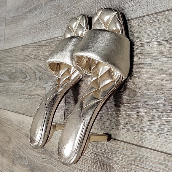 Sam Edelman Size 7 1/2 Gold Starla Quilted Mule - Picture 3 of 8